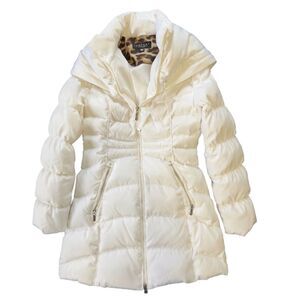 Laundry by Shelli Segal White Puffer Coat XS Hooded EUC